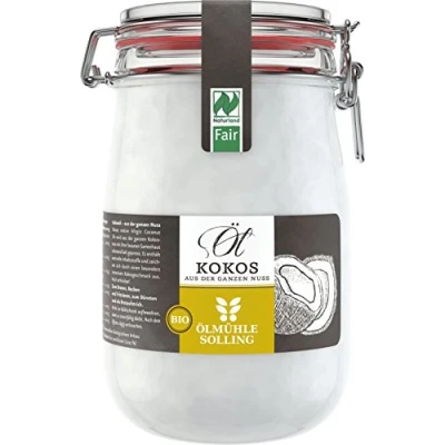 Afbeelding van Ölmühle Solling Bio &amp; Naturland Fair kokosolie in beugelglas, 1000 ml
