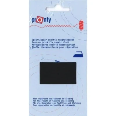 Afbeelding van Reparatiedoek opstrijkbaar Pronty 11x25cm Zwart