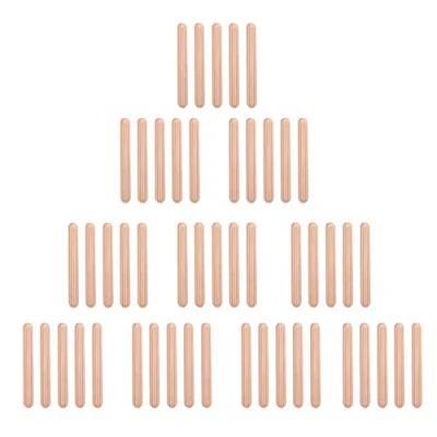 Afbeelding van 50 STUKS Houten Paspennen Deuvels Set M6 x 50mm Ronde Gekarteld Hardhout Gegroefde Schroef