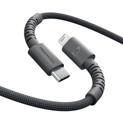 Afbeelding van FlexWave Siliconen gevlochten kabel USB C naar Lightning 2 meter Ultraflexibel Storm Grey