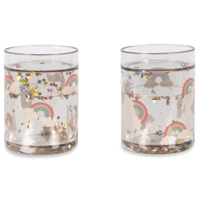 Afbeelding van Konges sløjd kinderbekers met glitter rainbow 2st