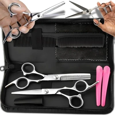 Afbeelding van Retoo Kappersschaar Kit met Kam Professionele Haarschaar Haarknip en Kamset 6&quot; voor Haar Snijden Ideaal Kapsel Kappersscharen Mannen Vrouwen Thuis Salon Kapper