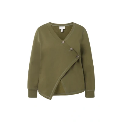 Afbeelding van Ulla Popken Sweatvest olijfgroen