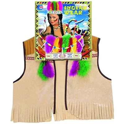 Afbeelding van Widmann kinderkostuumset indianen, vest, hoofdtooi en accessoires, carnaval, themafeest