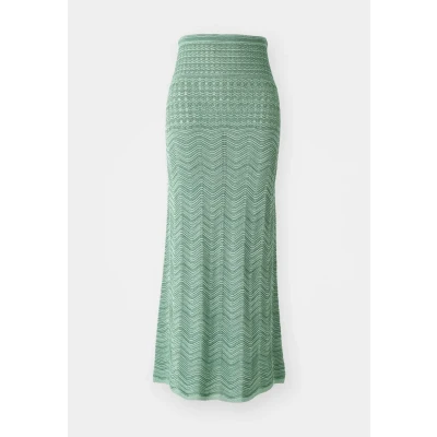 Afbeelding van Sandro dames Midi rok met opengewerkt dessin en lurex in de kleur Lichtgroen, maat: 36
