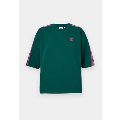 Afbeelding van adidas Originals Oversize TEE Unisex Tshirt print, Maat: XS, Collegiate green/semi lucid fuchsia