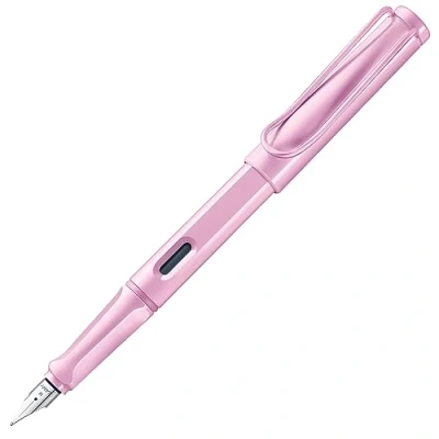 Afbeelding van LAMY safari lightrose Vulpen met ergonomische grip &amp; gepolijst stalen penpunt in maat F ideaal voor schrijven en kalligrafie inclusief T 10 blauwschrijvend patroon Rechtshandig