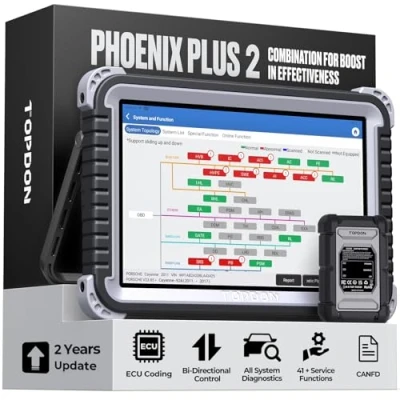 Afbeelding van TOPDON Phoenix Plus Diagnoseapparaat, ECU codering, OE niveau alle systeemdiagnoses, 41+ servicefuncties, bidirectionele bediening, 2 jaar gratis update, FCA AutoAuth, Android 10.0