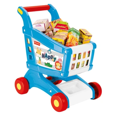 Afbeelding van Dolu Fisher Price Boodschappenkar + Accessoires Wit/Blauw/Rood