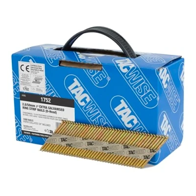 Afbeelding van TACWISE 1752 Extra verzinkte framingspijkers 2,8/50 mm, D kop, ringschacht, 34 hellend, papier gebundeld, 1600 stuks
