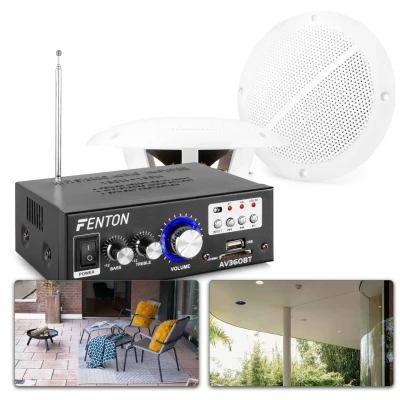 Afbeelding van SkyTronic TS05 Waterbestendige buiten speakers 5&quot; met versterker