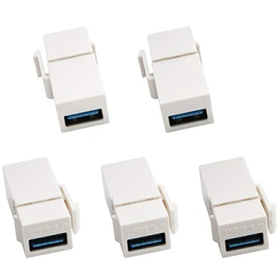 Afbeelding van AAOTOKK USB 3.0 A Keystone Adapter Vrouwelijk naar Jack Insert Socket Koppeling voor Wandplaat Outlet Panel (Wit/5 Pack)