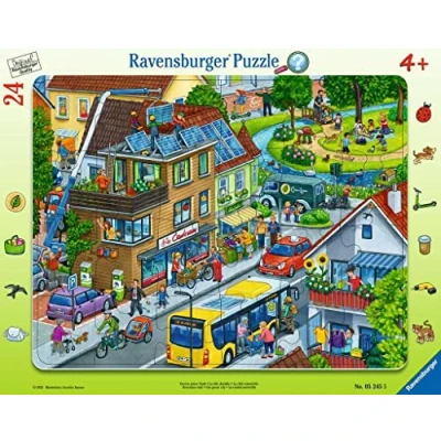 Afbeelding van Ravensburger Kinderpuzzle Unsere grüne Stadt 24 Teile Rahmenpuzzle für Kinder ab 4 Jahren mit Suchspiel