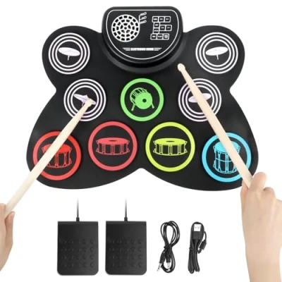 Afbeelding van E drumstel, kinderdrumstel, elektronisch drumstel voor beginners en volwassenen, volledige kit met alles, drum wat je nodig hebt, compleet pakket