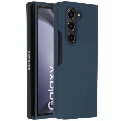 Afbeelding van Samsung Galaxy Z Fold 5 Hoesje Siliconen en TPU (zacht) Accezz Softcase/Backcover Donkerblauw Telefoonhoesje