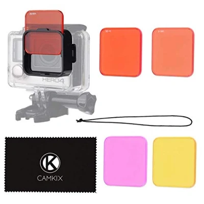 Afbeelding van CamKix Duiklensfilterkit compatibel met GoPro HERO 4 zwart, zilver HERO+ HERO+, en 3+ past op standaard waterdichte behuizing verbetert kleuren voor verschillende onderwatervideo
