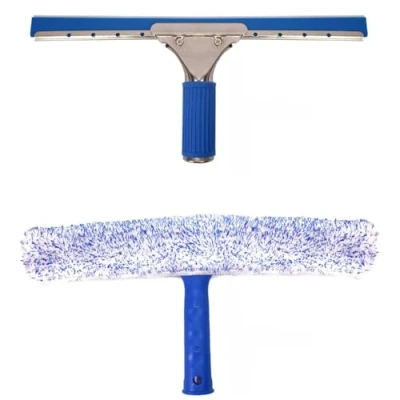 Afbeelding van TRIXES Professionele raamreinigingskit, 35 cm rakel en microvezel ruitenreiniger, autoreinigingsset, 2 in 1 combo niet streeppende glasschrobber rubberen wisser, thuisbadkamer keukenaccessoires