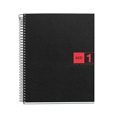 Afbeelding van Miquelrius Notitieboek The Original, A5, 80 vellen met 70 g/m² en 1 gekleurde strip, geruit, 5 mm, 2 gaten, deksel van polypropyleen, zwart/rood