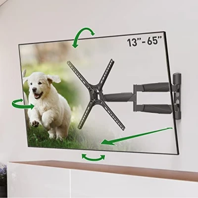Afbeelding van Barkan 53,5 cm lange tv muurbeugel, 13 65 inch zwenkbaar/kantelbaar/volledige beweging luxe houder, houdt tot 36 kg, extra lang uittrekbaar, voor LED OLED LCD, max. VESA 400x400