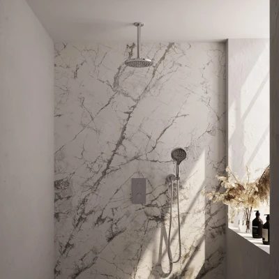 Afbeelding van Brauer Chrome Edition Regendoucheset inbouw hoofddouche 20cm plafondarm 2 functies inclusief inbouwdeel handdouche Rond 3 standen