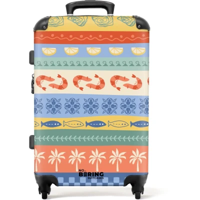 Afbeelding van NoBoringSuitcases.com Grote koffer Gestreepte illustraties kleurrijk Reiskoffer met 4 wielen Trolley op wieltjes Rolkoffer groot 72 liter Ruimbagage valies 20kg Valiezen voor volwassenen