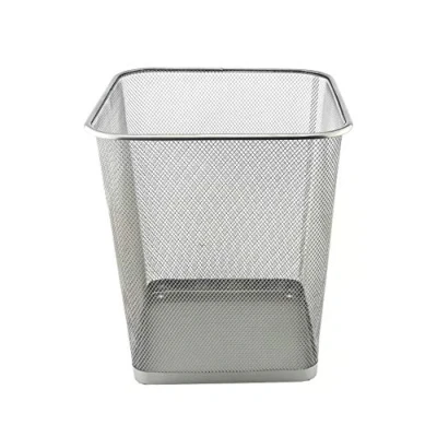 Afbeelding van D.RECT Prullenbak van draadvlechtwerk, afvalemmer, draademmer, kantoorafvalemmer, papieremmer, kantooremmer, mesh, vierkant, 18 liter, zilver