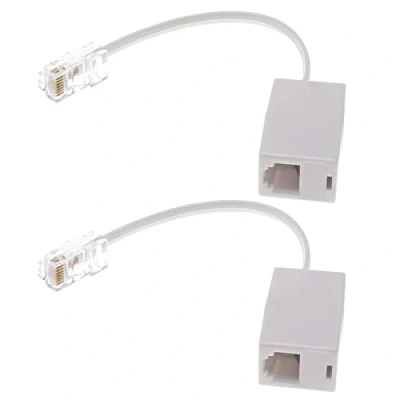 Afbeelding van eMagTech 2 STKS RJ11 naar RJ45 Converter Adapter Telefoon Splitter J11 (6P4C) Vrouwelijke (8P8C) Mannelijke Kabel Cord Plug en Play 145mm Wit