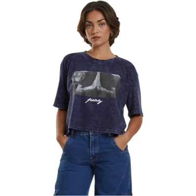 Afbeelding van Mister Tee PRAY Tshirt print, Dames, Maat: Small, Indigo white