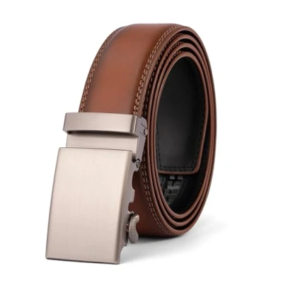 Afbeelding van VRLEGEND Herenriem, leren riem voor heren, automatische ratel, gesp 35 mm, met geschenkdoos, Bruin 2207, 150CM Regolabile