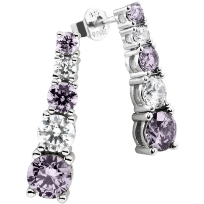 Afbeelding van Diamonfire Zilveren oorhangers Cocktail Zirkonia Grijs