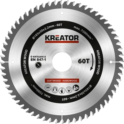Afbeelding van Kreator KRT020415 Cirkelzaagblad Hout 185 mm 60T