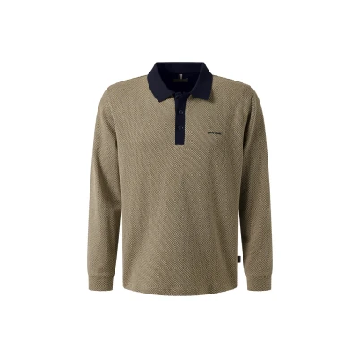 Afbeelding van Pierre Cardin Langarm Poloshirt, Heren, Maat: Large, Beige