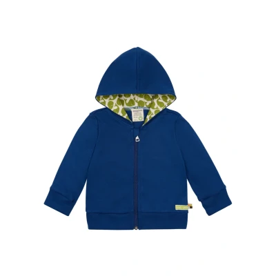 Afbeelding van loud + proud Uniseks babyjas met capuchon, GOTS gecertificeerd sweatjack, ultra marine, 62/68 cm