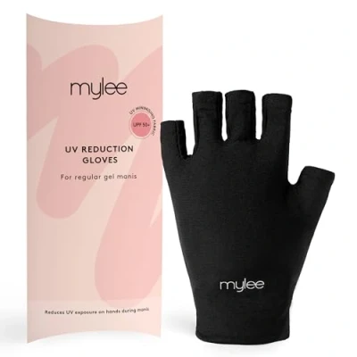 Afbeelding van Mylee UV beschermende Handschoenen voor Gelnagels Set van Twee Zwarte Vingerloze Nagel met UPF 50+ Hightech bescherming om de Huid te Beschermen Tijdens Gellak Manicures Nagellamp