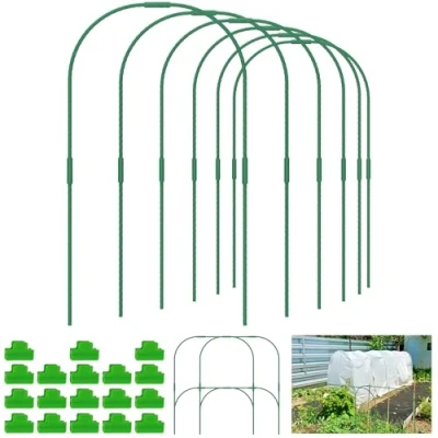 Afbeelding van 60 stuks tuinkas hoepels kweektunnel, afneembare tuinhoepels roestvrije glasvezel ondersteuning frame met 18 clips, doe het zelf plantenondersteuning tuinpalen voor netten van verhoogde