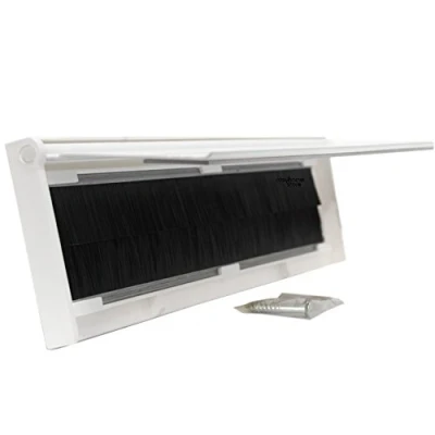 Afbeelding van Metalen brievengleuf met borstelbescherming en klep wit, 293 mm x 77