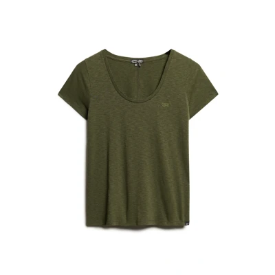 Afbeelding van Superdry Scoop NECK Tshirt print, Dames, Maat: 38, Army khaki green