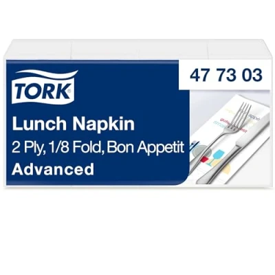 Afbeelding van Tork Lunchservet 33x33cm 2 laags 1/8 vouw Bon Appetit 477303