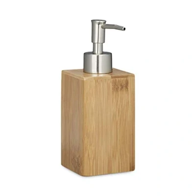 Afbeelding van Relaxdays zeeppompje bamboe inhoud 240 ml als lotiondispenser met doseerpomp