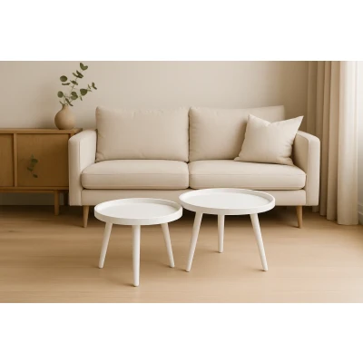 Afbeelding van Zita Home Duo Ronde Salontafel Set van 2 Wit Mangohout