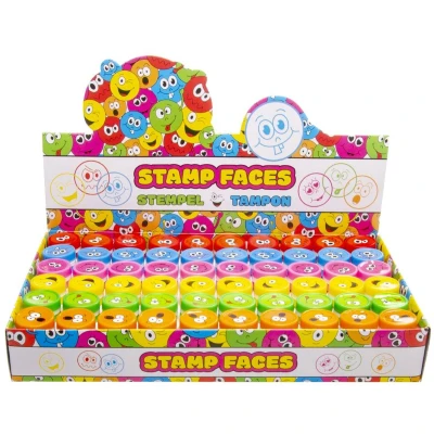 Afbeelding van 60 stuks zelf inktende stempels emotie lachgezicht funny face uitdeelcadeautje traktatie kinderverrassingen