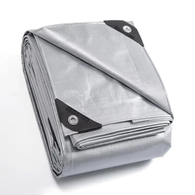 Afbeelding van GUARD SHIELD afdekzeil, met inslagringen, waterdicht, 4 m x 8 m, grijs, zeildoek, 160 g/m², multifunctioneel zeil, scheurvast, uv gestabiliseerd, schimmelbestendig