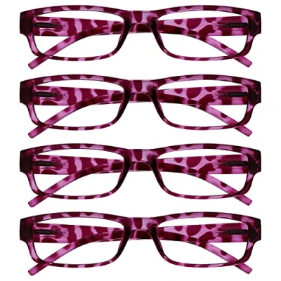 Afbeelding van Leesbril Roze Schildpad Lichtgewicht Comfortabel Lezers Waarde 4 Stuks Ontwerper Stijl Mannen Vrouwen UVR4PK032PK +3,50