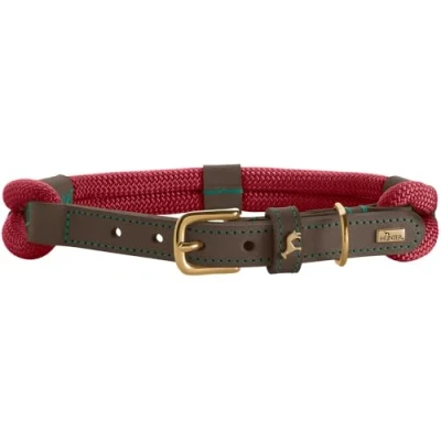 Afbeelding van HUNTER Hondenhalsband Malia, kleur: wijnrood/donkerbruin, van soepel touw en robuust leer, licht, duurzaam, moderne elegante look, frisse kleuren, Made in Germany, maat: 60