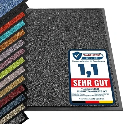 Afbeelding van etm® Schoonloopmat Voetmat in vele maten Deurmat/voetveger voor binnen en buiten Vinyl, Polyamide antraciet/zwart 120 x 180 cm