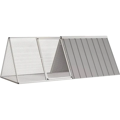 Afbeelding van vidaXL Konijnenhok 201,5x80,5x71 cm gegalvaniseerd staal grijs