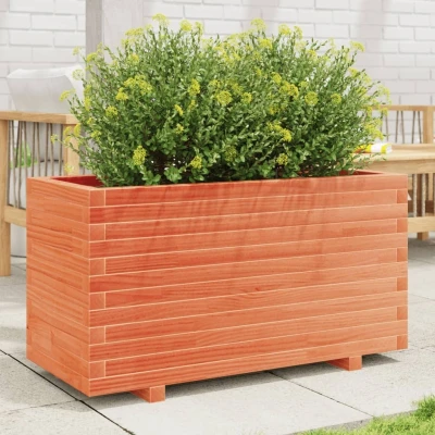 Afbeelding van Plantenbak 90x40x49,5 cm massief grenenhout wasbruin
