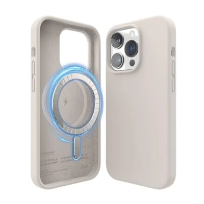 Afbeelding van elago Magnetische Silicone Hoesje Compatibel met iPhone 14 Pro Case (6.1&quot;), MagSafe Alle Toebehoren, Ingebouwde Magneten, Premie Vloeibaar Siliconehoes, Beschermende Cover (Stone)