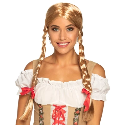 Afbeelding van Pruik carnaval blond vlechtjes