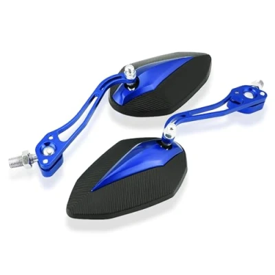 Afbeelding van Keenso 1 paar universele motorfiets achteruitkijkspiegel zijspiegels, verstelbaar aluminium stuur zijspiegels scooter 10mm 8mm (blauw)